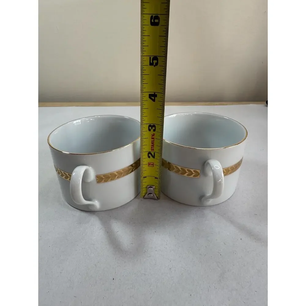 Vintage Retroneu Imperial Gold Porcelain Tea Cups Set of 2 22K Gold Band China
